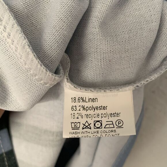 NWT OUKU Men’s Blue Gray Short Sleeve Linen Blend Size 2XL - Picture 7 of 9